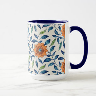 Blau- und Orangefarbenes Muster Tasse