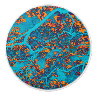Blau- und Orangenbäume Keramikknauf