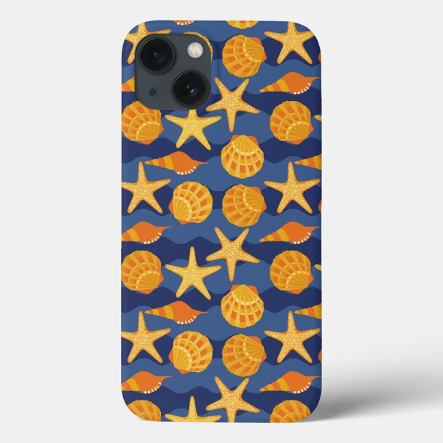 Blau- und Orangenmuster Case-Mate iPhone Hülle (Rückseite)