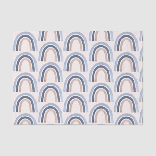 Blau und Peach Rainbow Boho Muster Seidenpapier (Vorderseite)