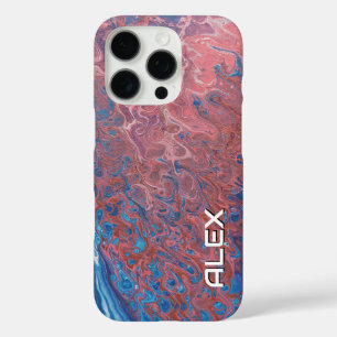 Blau und Pfirsichfarben Swirl - Weiches Abstraktes iPhone 16 Pro Hülle