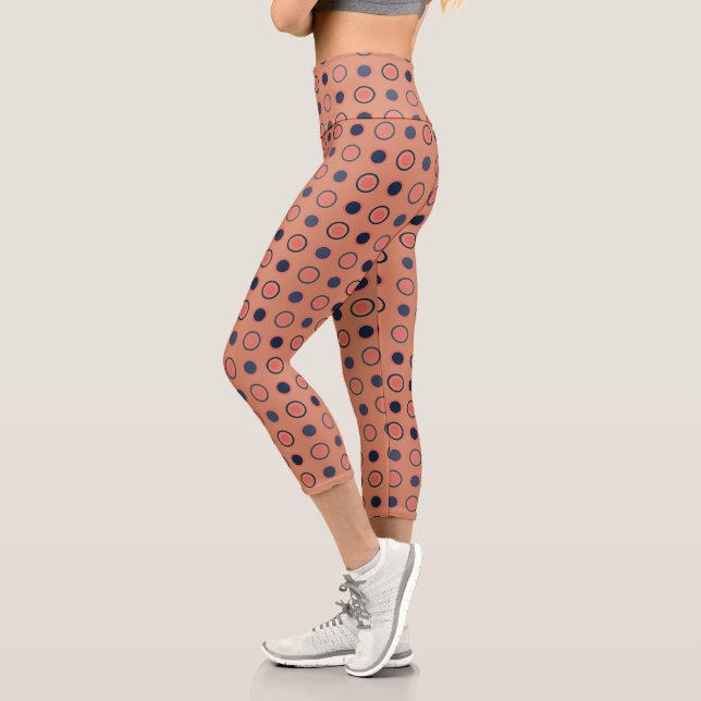Blau- und Pfirsichpunkte Capri Leggings (Links)