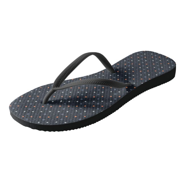 Blau- und Pfirsichpunkte Flip Flops (Schrägansicht)