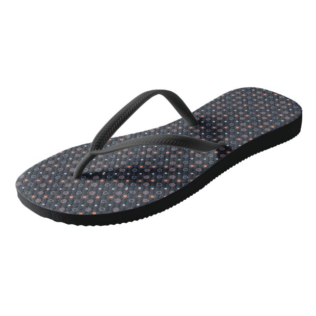 Blau- und Pfirsichpunkte Flip Flops (Schrägansicht)