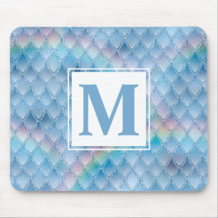 Blau- und Regenbogen-Glitzer-Drachenskala Mousepad