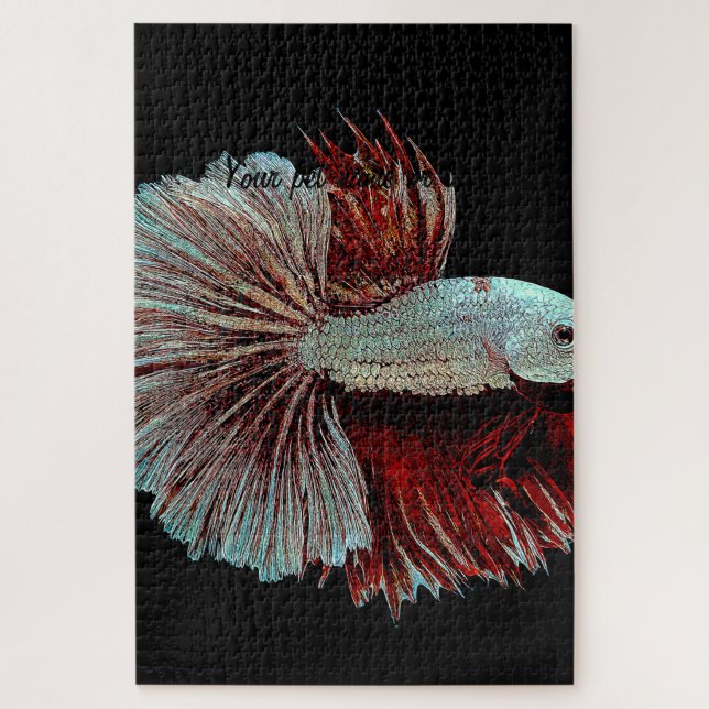 Blau und Rosa Betta Splendens, SiamKämpfeFisch Puzzle (Vertikal)