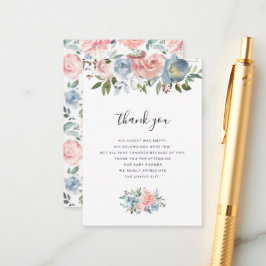 Blau und Rosa Blume Babydusche danke Karte