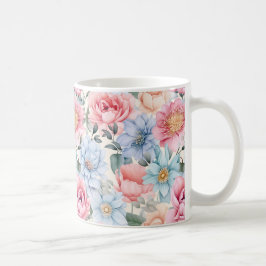 Blau und Rosa Blumen Kaffeetasse
