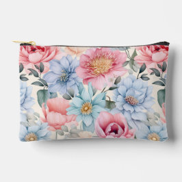 Blau und Rosa Blumen Zubehörtasche