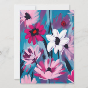 Blau und Rosa Blumendesign Feiertagskarte