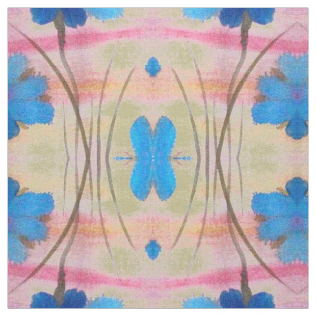 Blau und Rosa Blütendrucke Stoff (Muster)