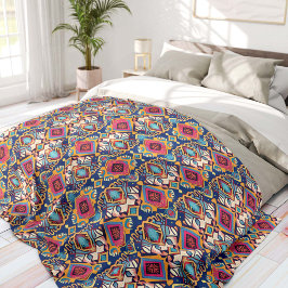 Blau und Rosa Boho-Stammeskunst Fleecedecke
