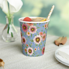 Blau und Rosa Daisy Blumendesign Pappbecher