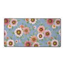 Blau und Rosa Daisy Botanische Blumenschrift