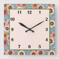 Blau und Rosa Daisy Botanische Kunst