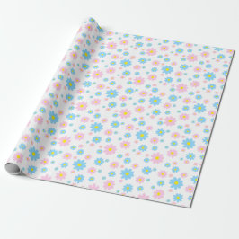Blau und Rosa Daisy Muster Wrapping Paper Geschenkpapier