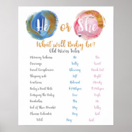 Blau und Rosa Er oder sie Alte Ehefrauen Poster