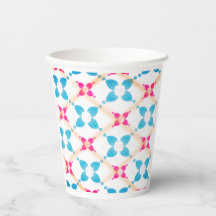 Blau- und Rosa gemusterter Papiertasse