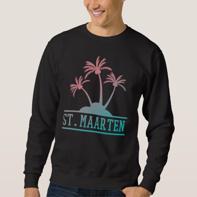 Blau und Rosa Gradient St Maarten | Sint Martin Sweatshirt (Vorderseite)