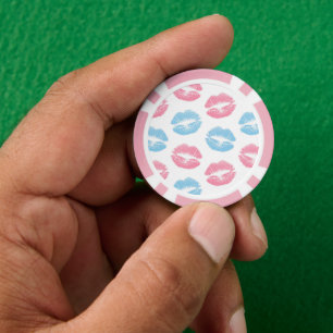 Blau- und Rosa-Lippen-Muster, Lippenstift, Kuss Pokerchips
