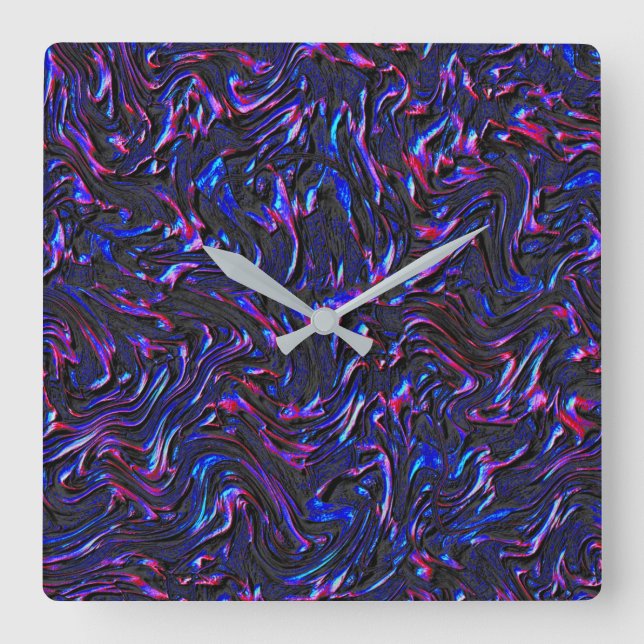 Blau und rosa mit Wandstruktur Quadratische Wanduhr (Vorderseite)