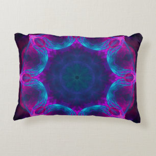 Blau und Rosa Neon Dark Kaleidoskop Gradient Dekokissen