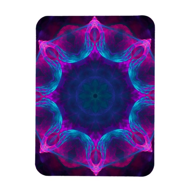 Blau und Rosa Neon Dark Kaleidoskop Gradient Magnet (Vertikal)