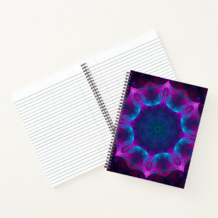 Blau und Rosa Neon Dark Kaleidoskop Gradient Notizbuch