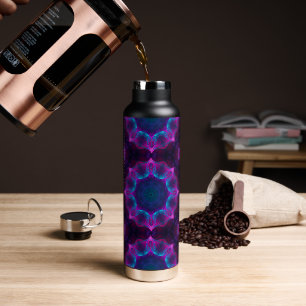Blau und Rosa Neon Dark Kaleidoskop Gradient Trinkflasche