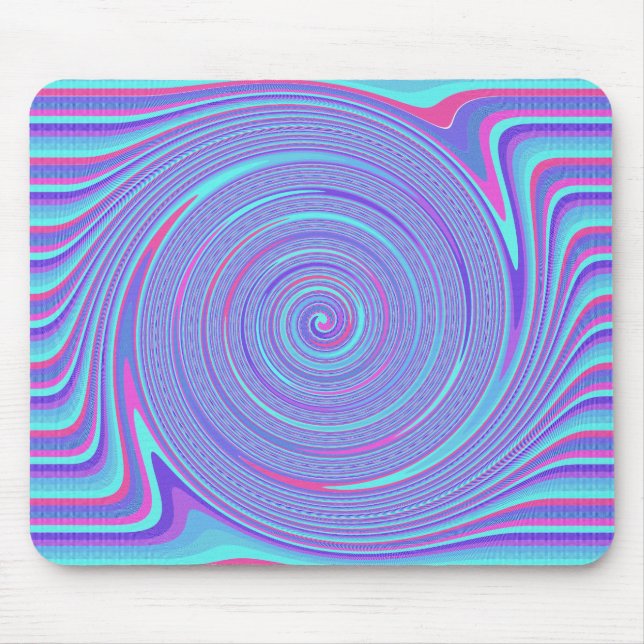 Blau und Rosa Swirl Mousepad (Vorne)