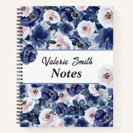 Blau und Rosa Wasserfarben Winter Floral Notizbuch