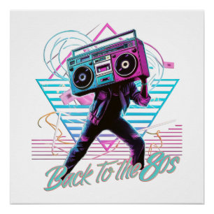 Blau und rosa Zurück zum 80er-Poster Poster