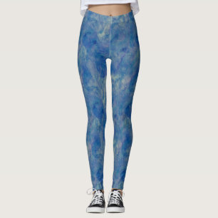 Blau- und rosafarbene Marmor Akrylabstraktion Leggings