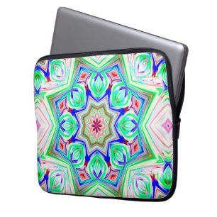 Blau und Rot 8 Sterne Kaleidoskop Laptopschutzhülle