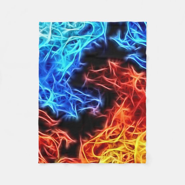 Blau und Rot flammt Energiemuster-Fleece Throw Fleecedecke (Vorderseite)