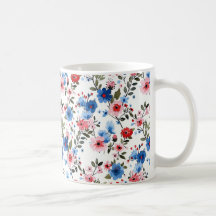 Blau und Rot floral 