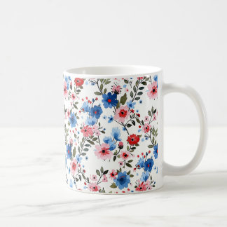 Blau und Rot floral  Kaffeetasse