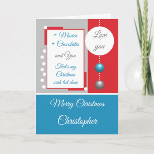 Blau und Rot Frohe Weihnachtszeit Liebe Sie Feiertagskarte