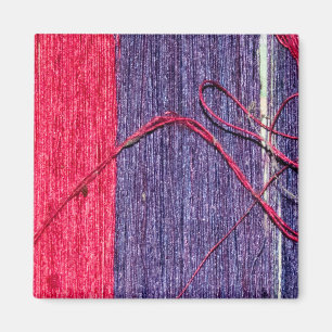 Blau und Rot handmade Thai Silk Magnet