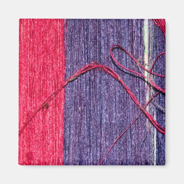 Blau und Rot handmade Thai Silk Magnet (Vorne)