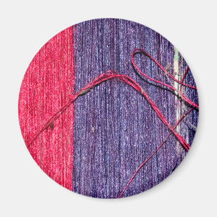 Blau und Rot handmade Thai Silk Magnet