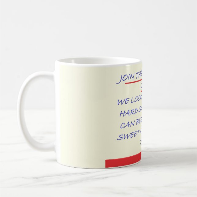 BLAU UND ROT IN DER CLUB FUN MESSAGE KAFFEETASSE (Links)