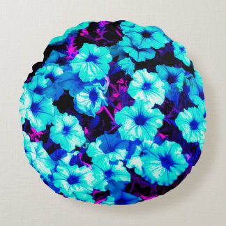 Blau und Rot Petunias Rundes Kissen