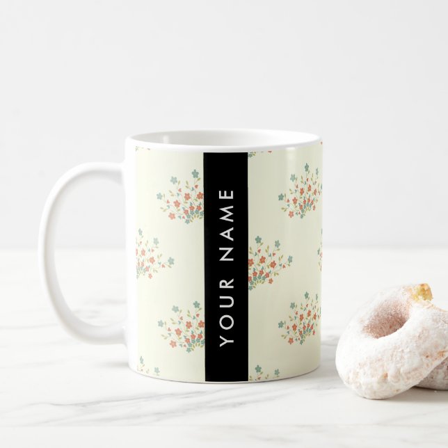 Blau und Rot, Schwarz, Ihr Name Kaffeetasse (Mit Donut)