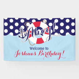 Blau und Rot, Segler, Schöner Geburtstag Banner