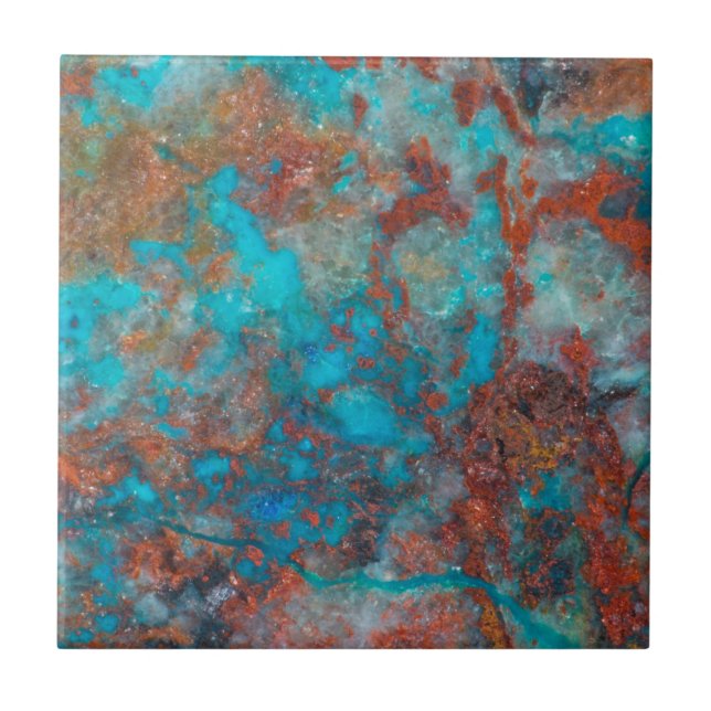 Blau und Rot Shattuckit Fliese (Vorderseite)