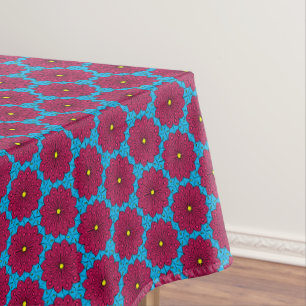 Blau und rotes Boho Muster Mandala Stil Tischdecke
