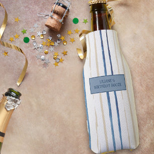 Blau und Sand Personalisiert gestreift Flaschenkühler