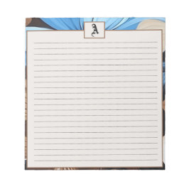 Blau und Schokolade Floral - Personalisiertes Mono Notizblock