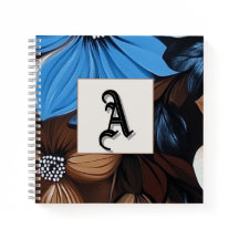 Blau und Schokolade Floral - Personalisiertes Mono